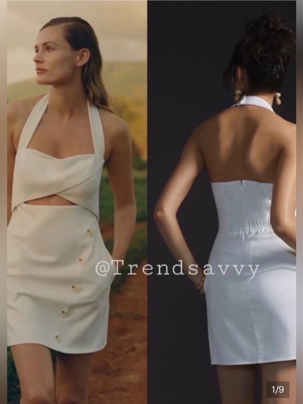 Anthropologie Mare Mare White Halter Cutout Mini Dress Bridal Shower Cocktail